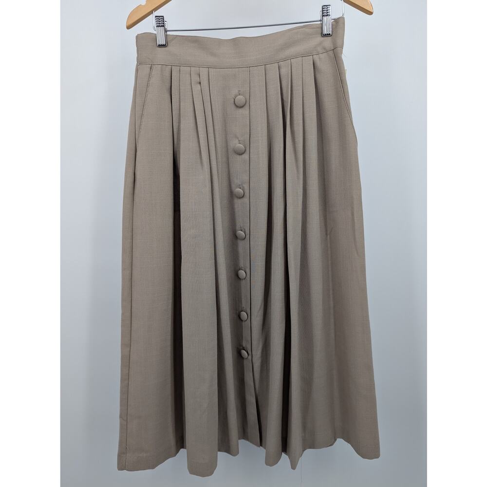 NEW Vintage Beige Jara Front Button Elastic Waist Skirt Size 16 Made in USA NWT